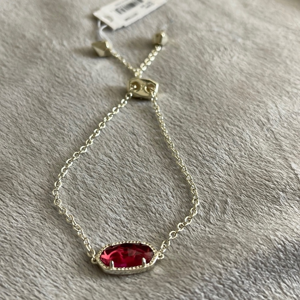 Kendra Scott Elaina gold or silver adjustable bracelet in red illusion